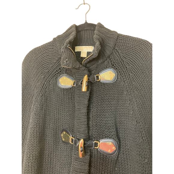 Michael Kors Poncho Style Sweater Coat with Gold Tone‎ Toggles XS - Picture 3 of 9